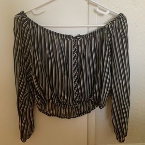 Reformation striped off the shoulder blouse